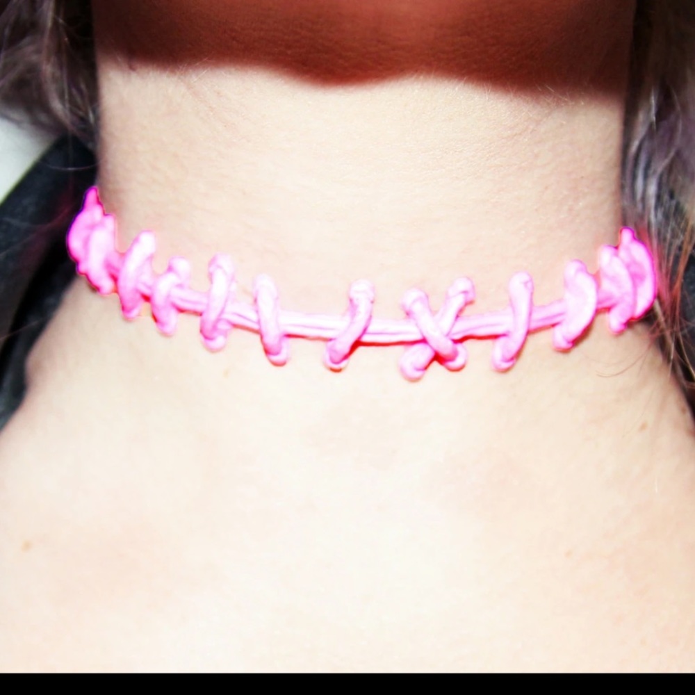 Hot pink rubber choker